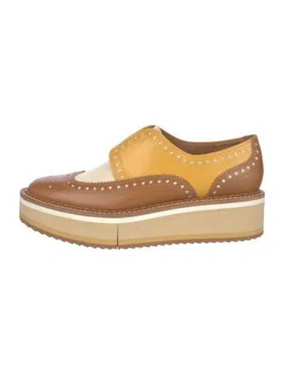 Pre-owned Robert Clergerie Leather Eyelet Trim Oxfords In Neutrals