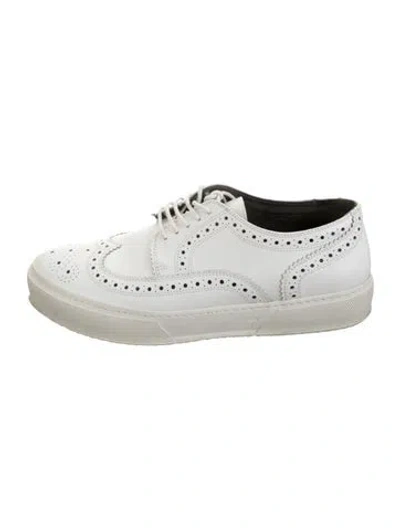 Pre-owned Robert Clergerie Leather Fringe Trim Accent Sneakers In White