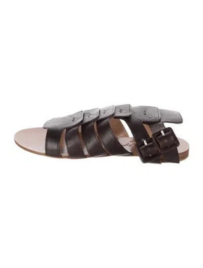 Pre-owned Robert Clergerie Leather Gladiator Sandals In Brown
