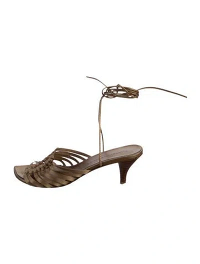 Pre-owned Robert Clergerie Leather Gladiator Sandals In Gold