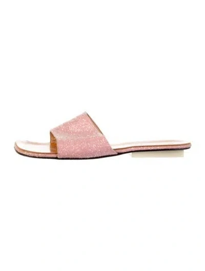 Pre-owned Robert Clergerie Leather Glitter Accents Slides In Pink