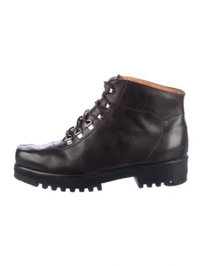 Pre-owned Robert Clergerie Leather Hiking Boots In Brown