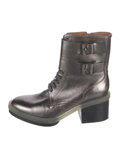 Pre-owned Robert Clergerie Leather Lace-up Boots In Grey