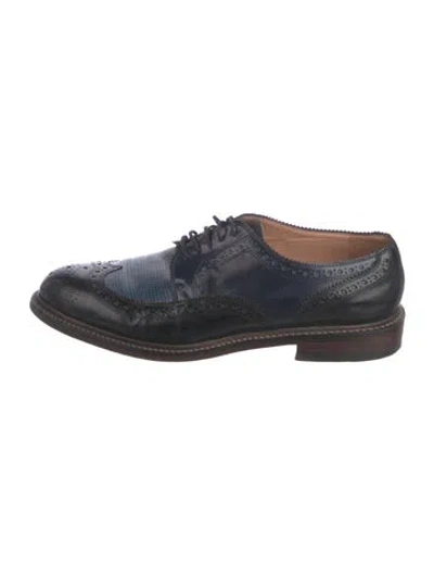 Pre-owned Robert Clergerie Leather Lasercut Accents Oxfords In Black