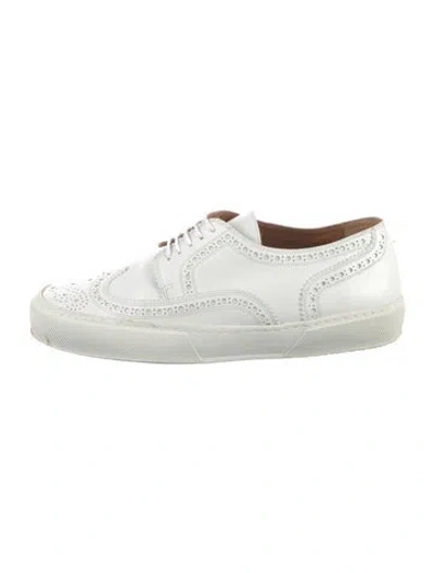 Pre-owned Robert Clergerie Leather Lasercut Accents Sneakers In White