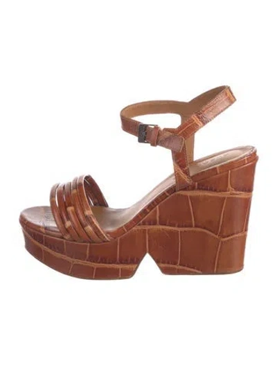 Pre-owned Robert Clergerie Leather Leather Trim Embellishment Sandals In Brown