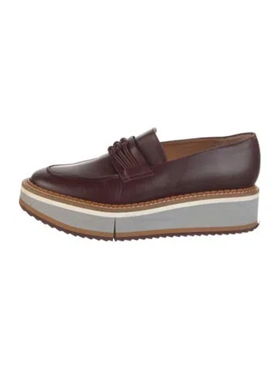 Pre-owned Robert Clergerie Leather Loafers In Burgundy