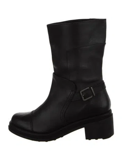Pre-owned Robert Clergerie Leather Moto Boots In Black