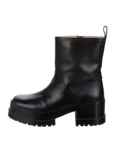 Pre-owned Robert Clergerie Leather Moto Boots In Black