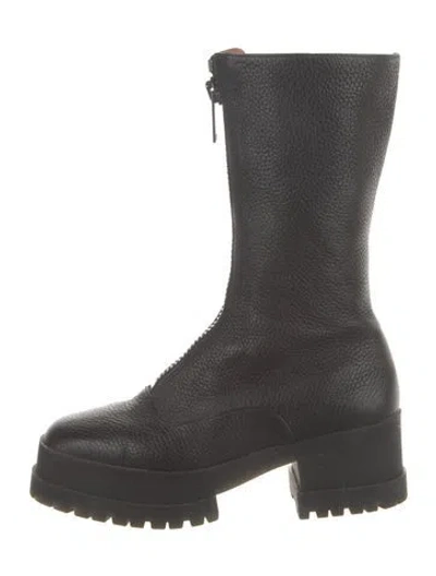 Pre-owned Robert Clergerie Leather Moto Boots In Black