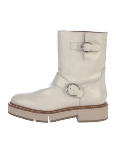 Pre-owned Robert Clergerie Leather Moto Boots In Neutral