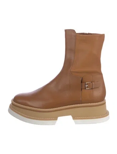 Pre-owned Robert Clergerie Leather Moto Boots In Neutral