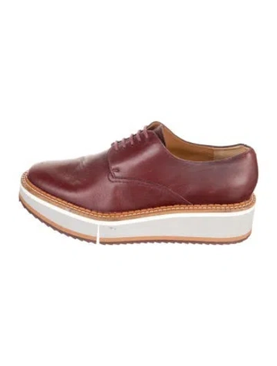 Pre-owned Robert Clergerie Leather Oxfords In Burgundy/red