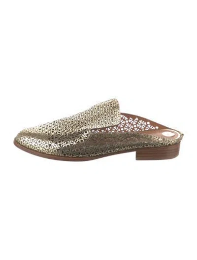 Pre-owned Robert Clergerie Leather Patterned Mules In Gold