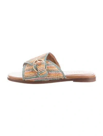 Pre-owned Robert Clergerie Leather Patterned Slides In Brown