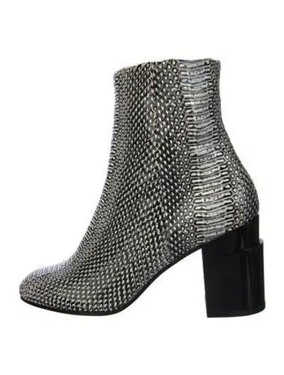 Pre-owned Robert Clergerie Leather Polka Dot Print Sock Boots In Black