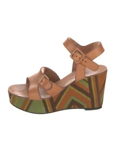 Pre-owned Robert Clergerie Leather Printed Sandals In Brown