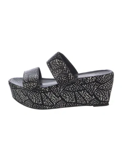 Pre-owned Robert Clergerie Leather Printed Slides In Black
