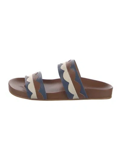Pre-owned Robert Clergerie Leather Printed Slides In Multi