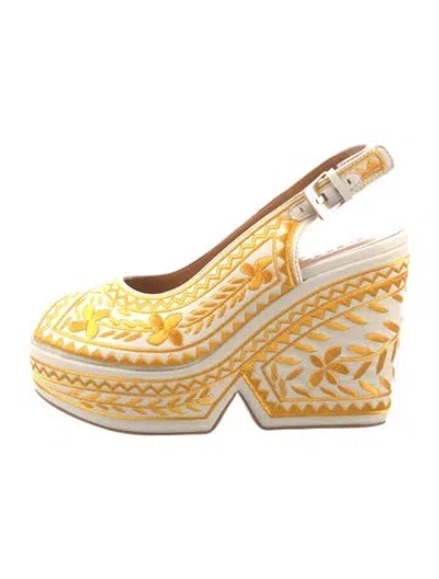 Pre-owned Robert Clergerie Leather Printed Slingback Pumps In Neutral