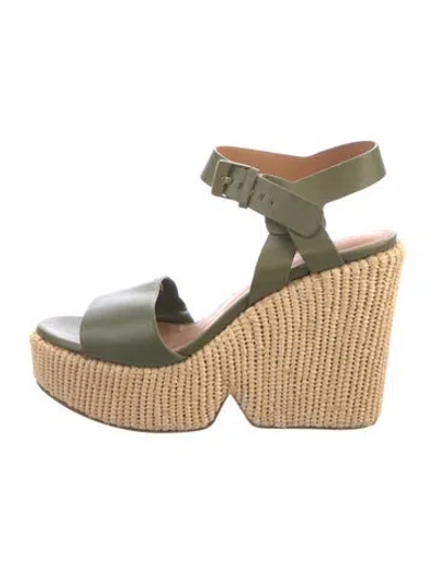Pre-owned Robert Clergerie Leather Sandals In Green/neutrals