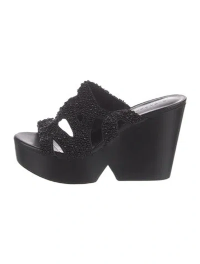 Pre-owned Robert Clergerie Leather Slides In Black