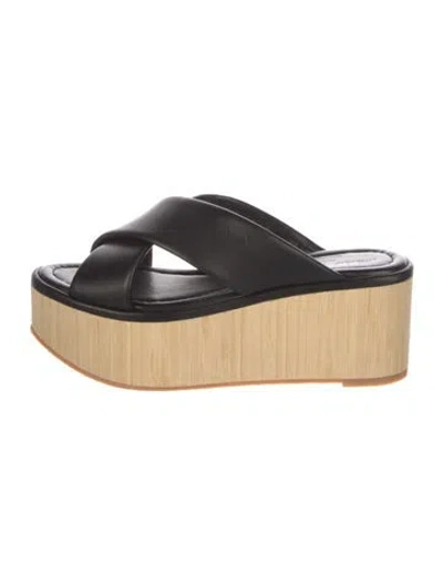 Pre-owned Robert Clergerie Leather Slides In Black
