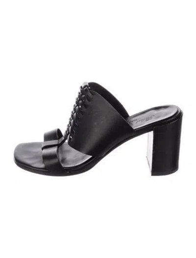 Pre-owned Robert Clergerie Leather Slides In Black