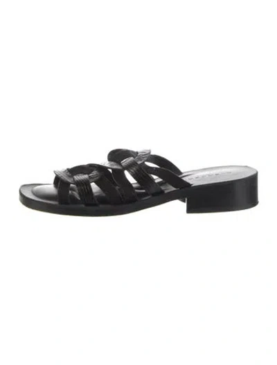 Pre-owned Robert Clergerie Leather Slides In Black