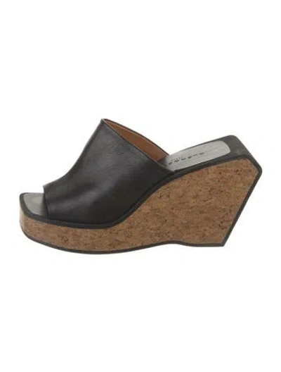 Pre-owned Robert Clergerie Leather Slides In Black