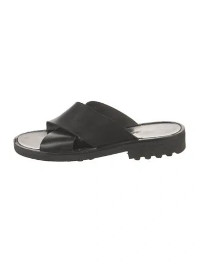 Pre-owned Robert Clergerie Leather Slides In Black