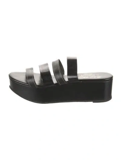 Pre-owned Robert Clergerie Leather Slides In Black