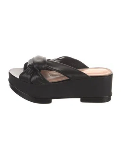 Pre-owned Robert Clergerie Leather Slides In Black