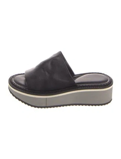 Pre-owned Robert Clergerie Leather Slides In Black