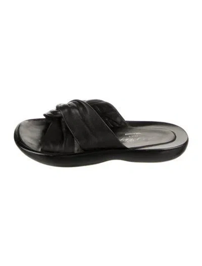 Pre-owned Robert Clergerie Leather Slides In Black