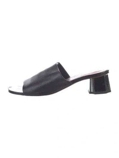 Pre-owned Robert Clergerie Leather Slides In Black