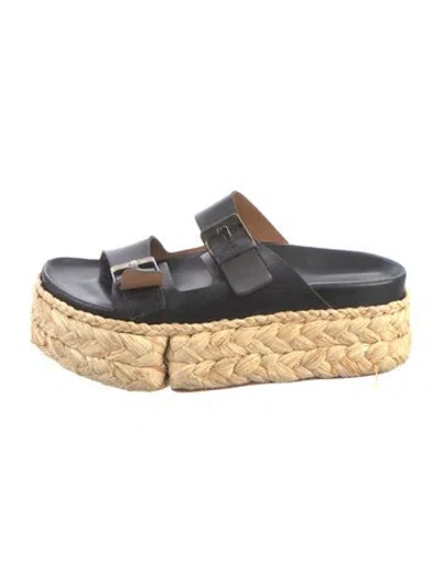 Pre-owned Robert Clergerie Leather Slides In Black