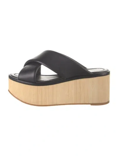 Pre-owned Robert Clergerie Leather Slides In Black