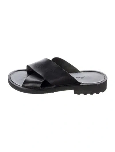 Pre-owned Robert Clergerie Leather Slides In Black