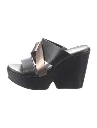 Pre-owned Robert Clergerie Leather Slides In Black