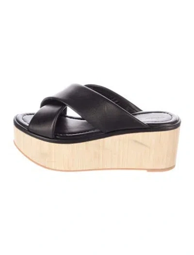 Pre-owned Robert Clergerie Leather Slides In Black