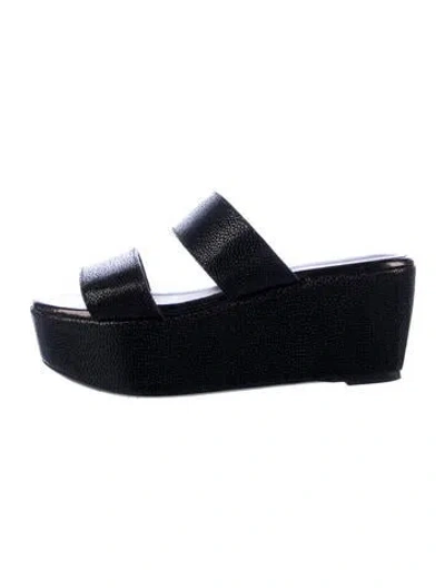 Pre-owned Robert Clergerie Leather Slides In Black/blue