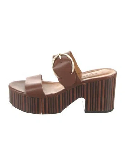 Pre-owned Robert Clergerie Leather Slides In Brown