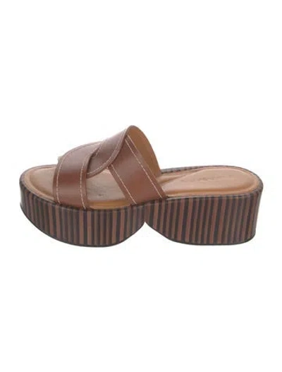 Pre-owned Robert Clergerie Leather Slides In Brown