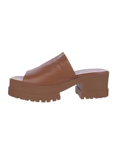 Pre-owned Robert Clergerie Leather Slides In Brown