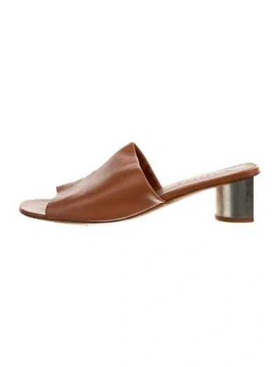 Pre-owned Robert Clergerie Leather Slides In Brown