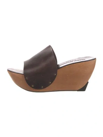 Pre-owned Robert Clergerie Leather Slides In Brown