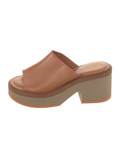 Pre-owned Robert Clergerie Leather Slides In Brown