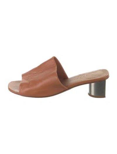 Pre-owned Robert Clergerie Leather Slides In Brown