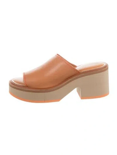 Pre-owned Robert Clergerie Leather Slides In Brown